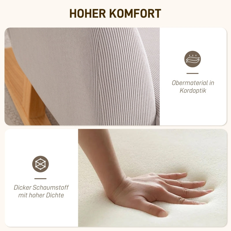 Schaukelstuhl, Hohe Rückenlehne, Polsterung, Cord, Hellgrau