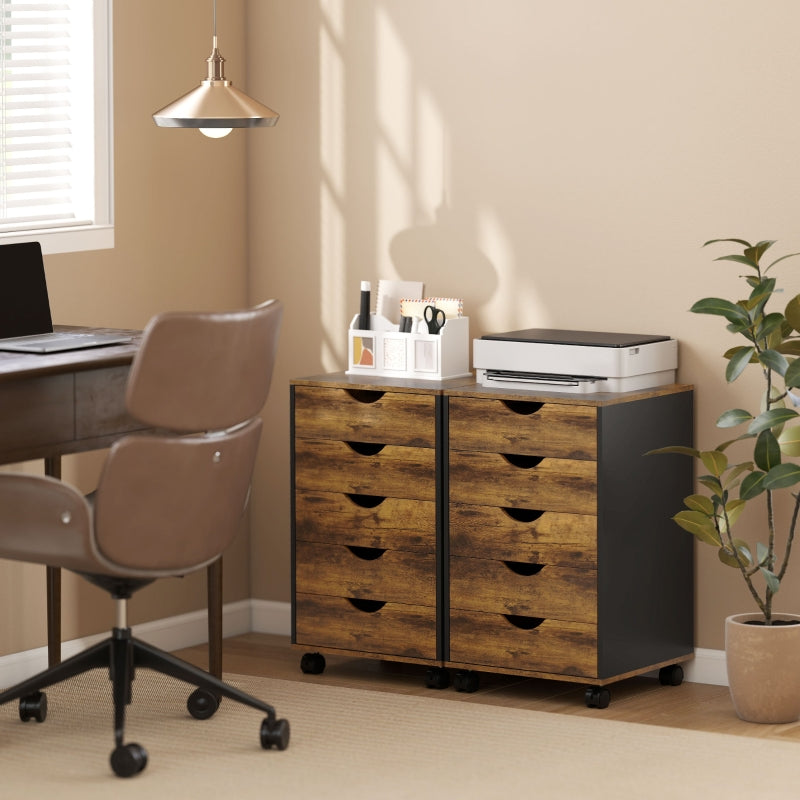 Filing Cabinet Five-Drawer Rustic Brown