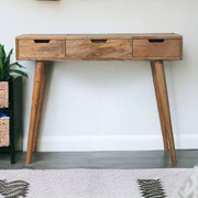 Dressing Table, 2 Drawers 4 Storage Mirror, Solid Wood Brown