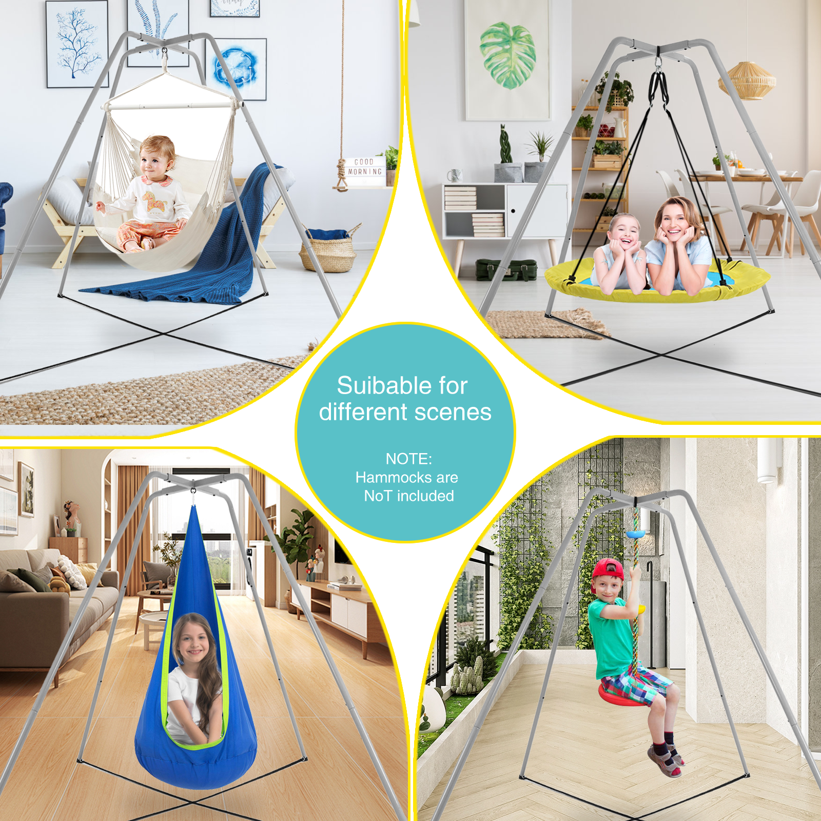 Swing Stand with Hanging Set, Includes Frame Only, Grey