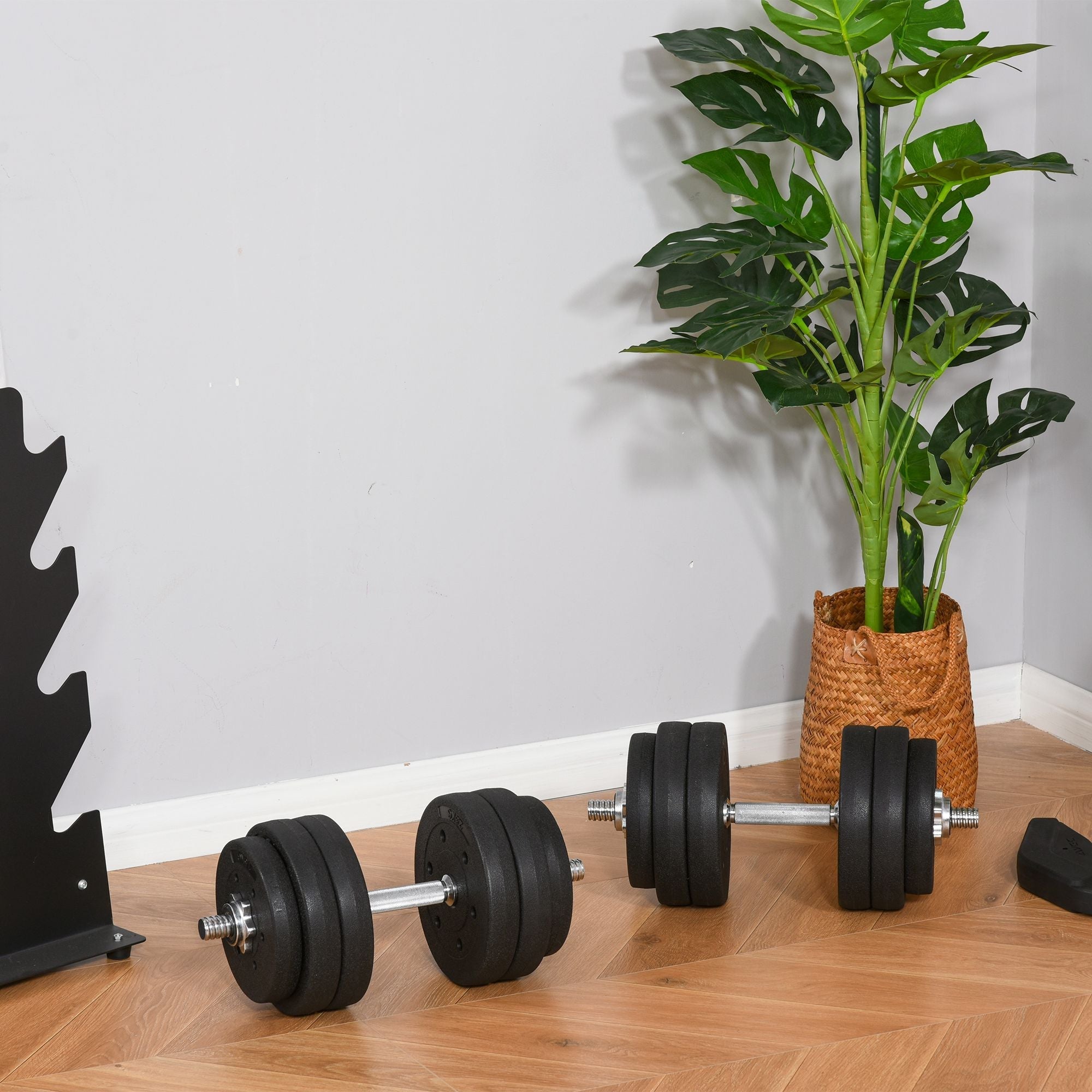 Dumbbell Set 30KG Weight Plates for Home & Gym, Steel PU Black