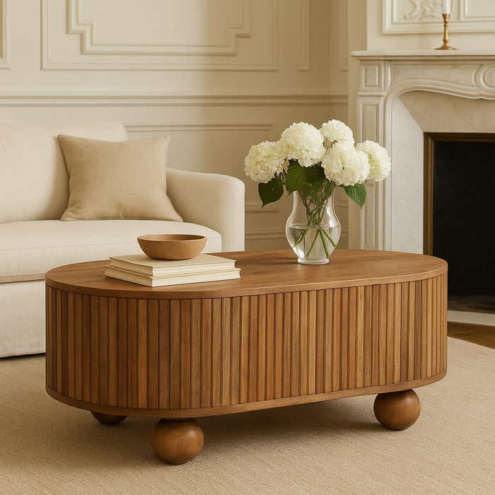 Soba Ball Lid-up Coffee Table, Solid Mango Wood