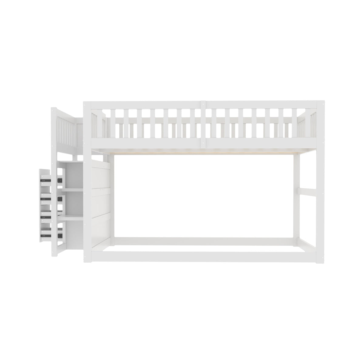 Wooden Bunk Bed with Ladder, Storage Drawers & Space-Saving Design, White