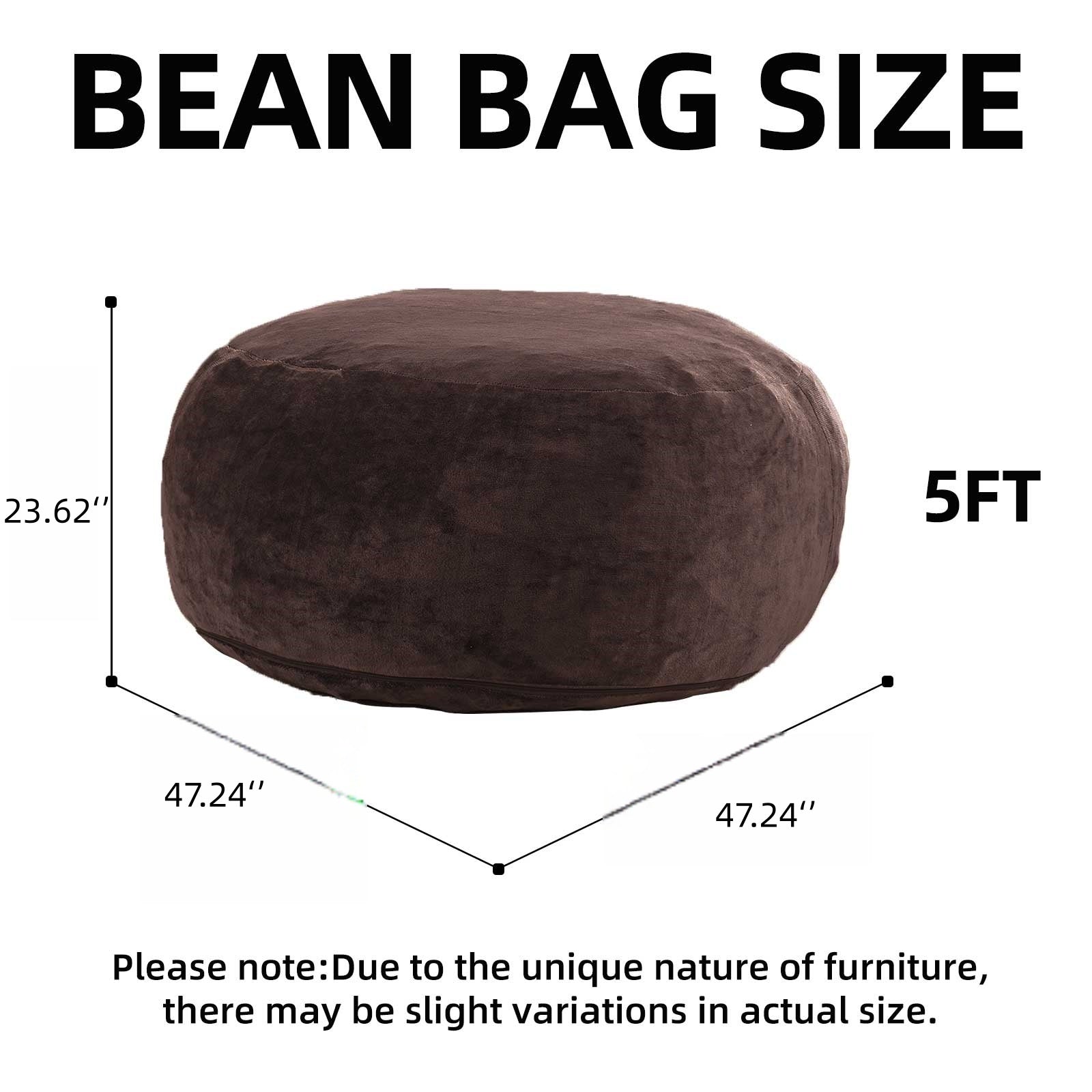 5FT Bean Bag Chair Sofa, Soft Comfortable Reading Chair for Adults, Bean Bag