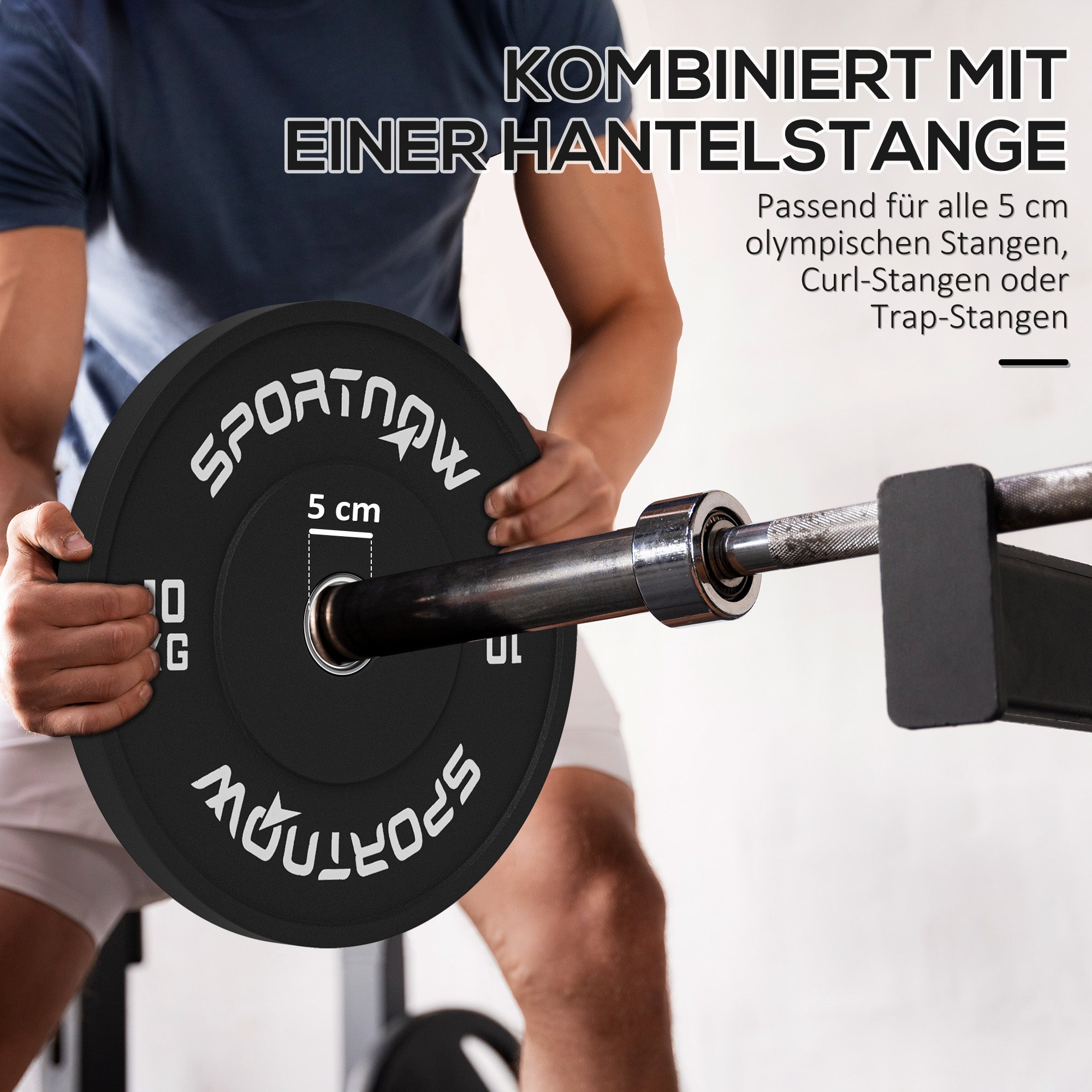 Dumbbell Weights, 2 x 10 kg, for 5 cm Barbell, Black