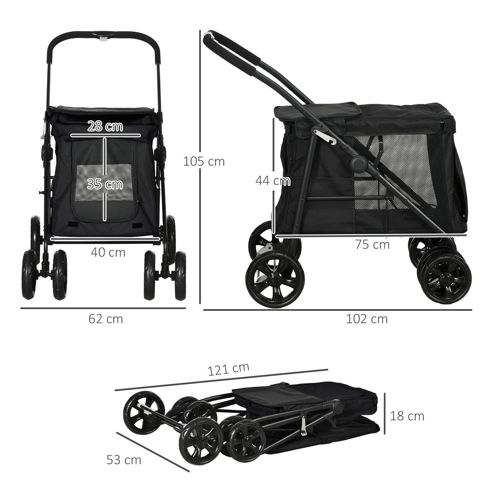 Dog Trailer 3-in-1 Pet House Cargo, Small Dogs, Oxford Grey