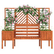 Plant pot, planter with trellis, flower box, brown solid fir wood