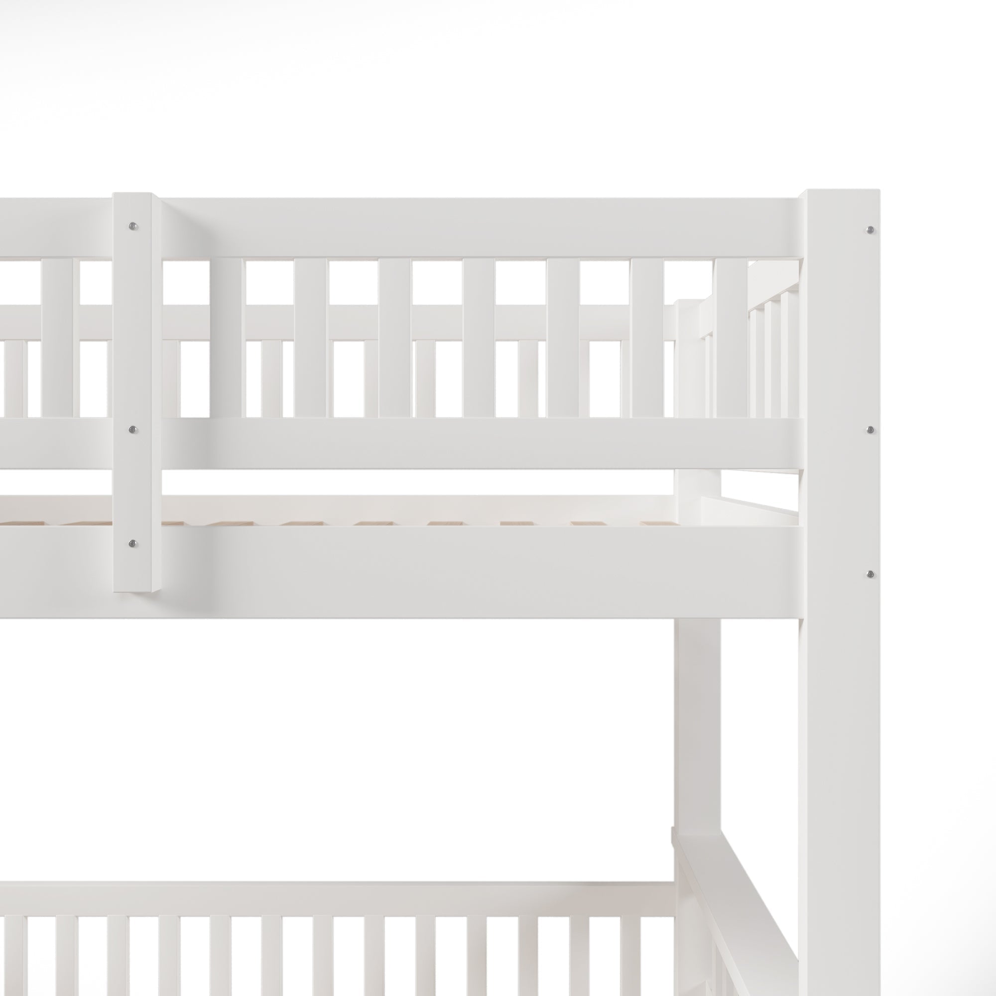 Bunk Bed 90x200cm/140x200cm Mixed Size with Ladder & Rail White