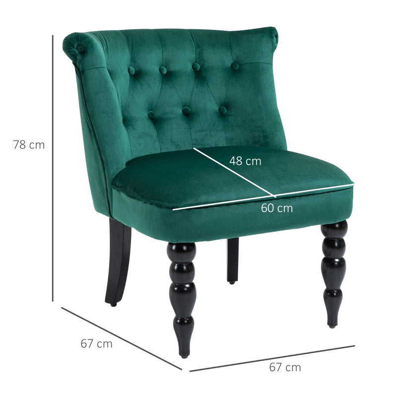 Velvet-Feel Wingback Accent Chair with Wooden Legs, Green