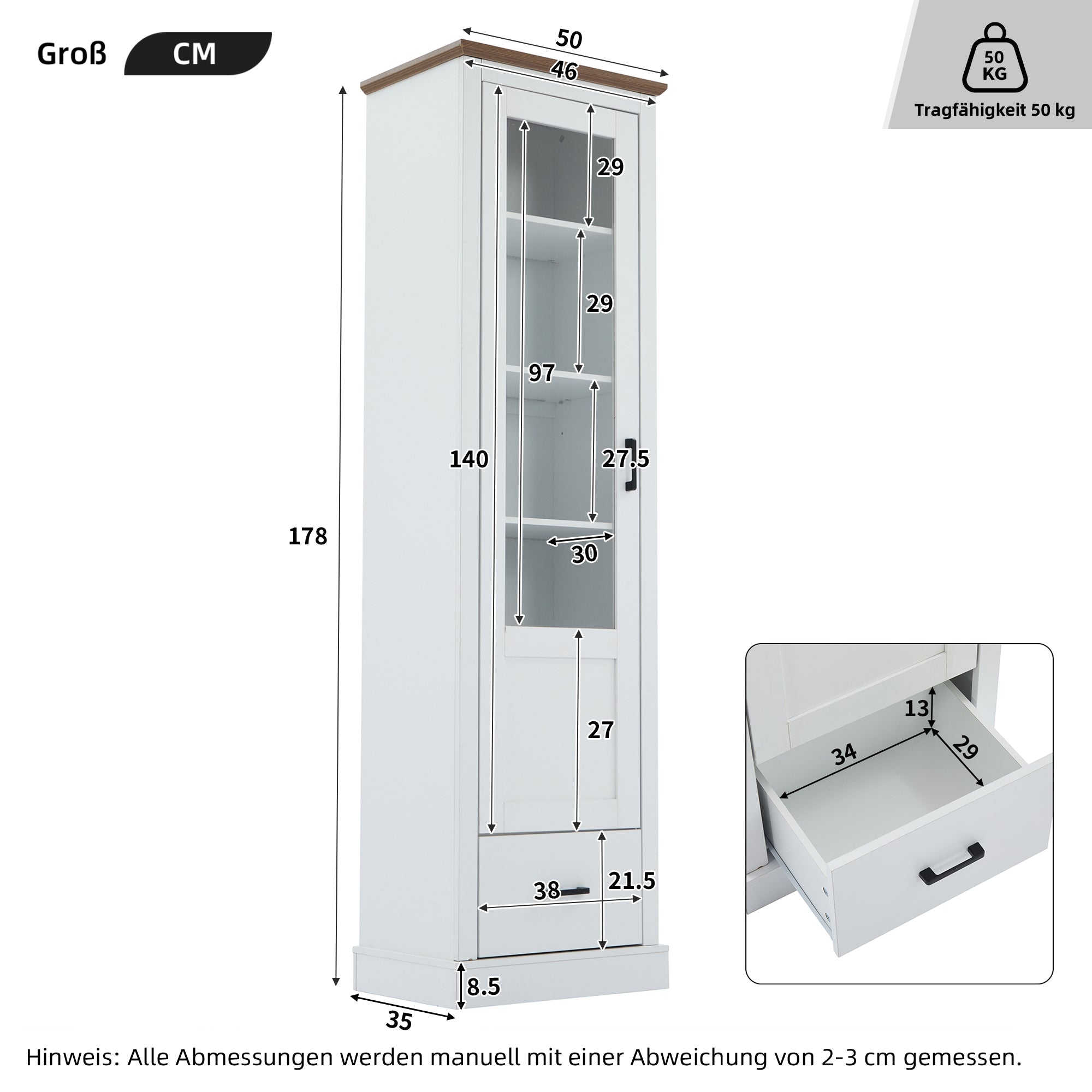 Modern LED Display Cabinet 178cm, USB/Remote, Freestanding, 5 Compartments, Matte White