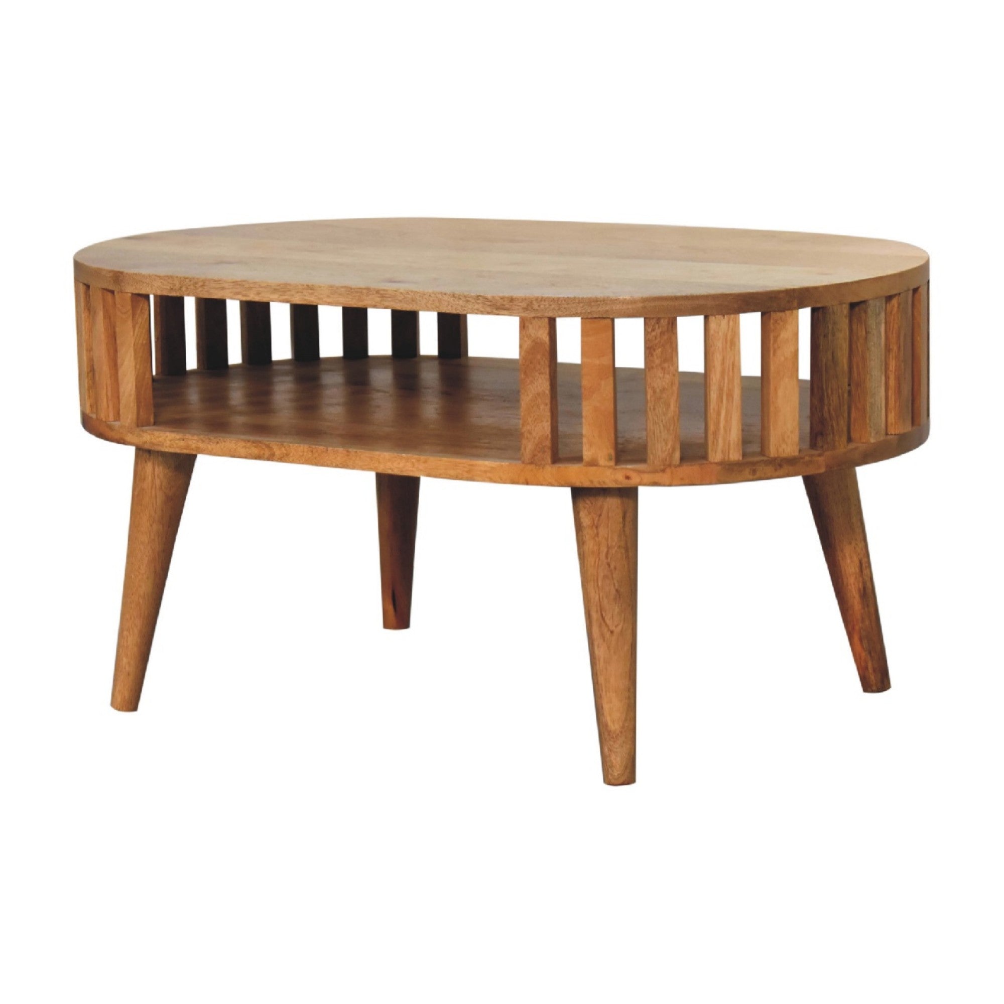Ariella Coffee Table, 1 Shelf, Solid Wood Beige