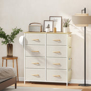 Schlafzimmer-Kommode, 8 Stoffschubladen, Stahl, Beige