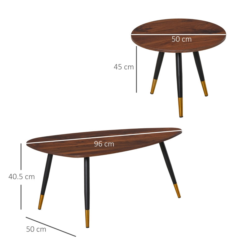 Set of Two Coffee Tables Scandinavian-Style Walnut