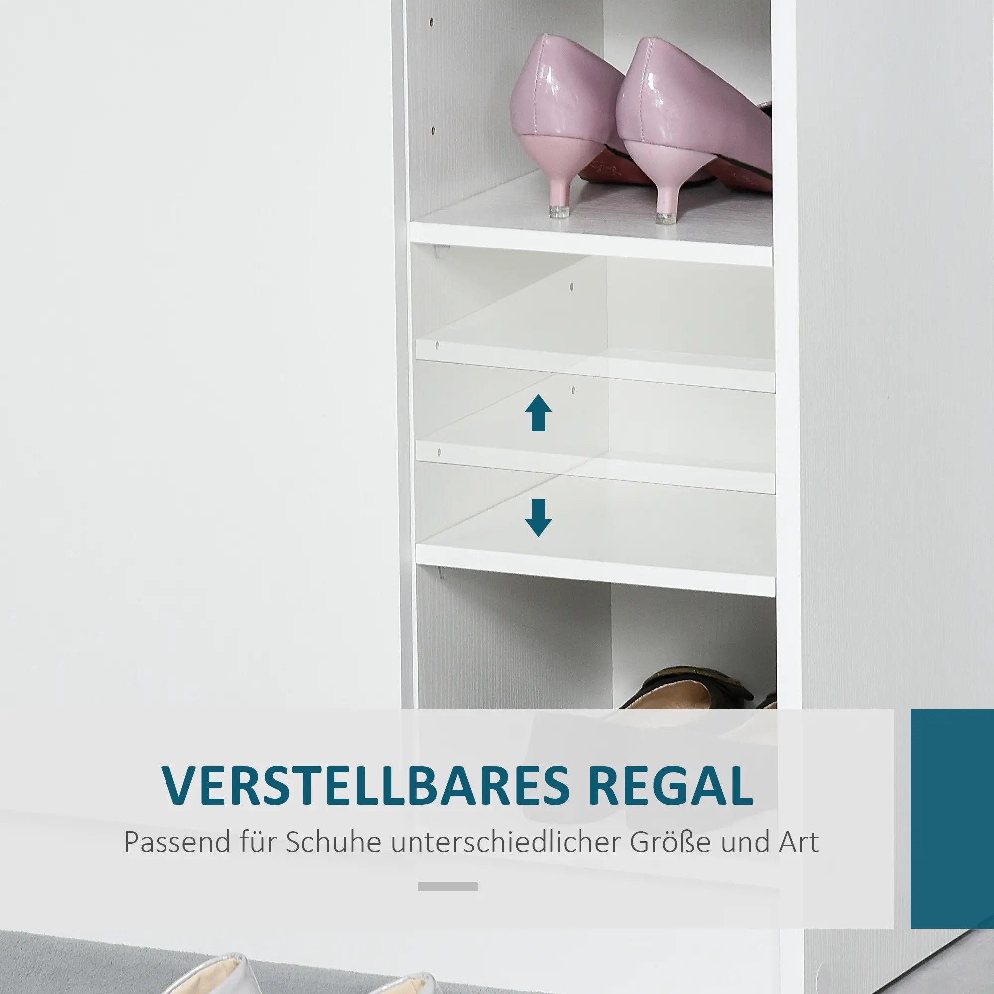 Shoe Cabinet 2 Doors 4 Compartments 83x30x90cm, White