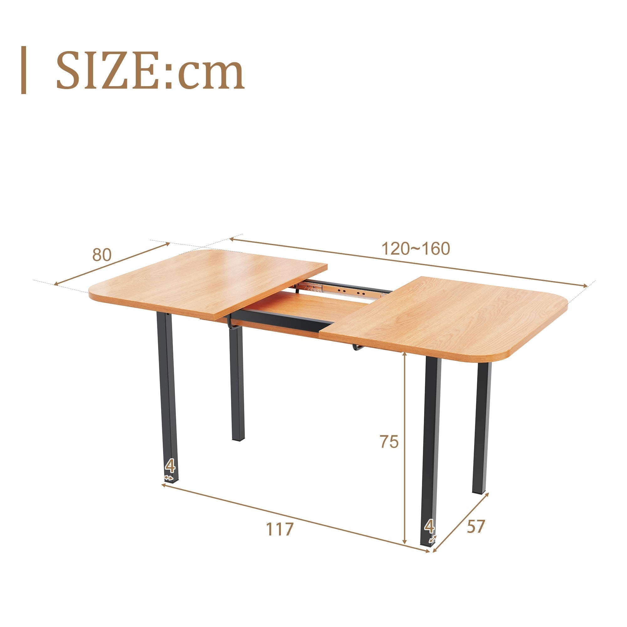 Classic Dining Table Extendable 120-160 cm 4-6 Seater - Natural Wood Finish