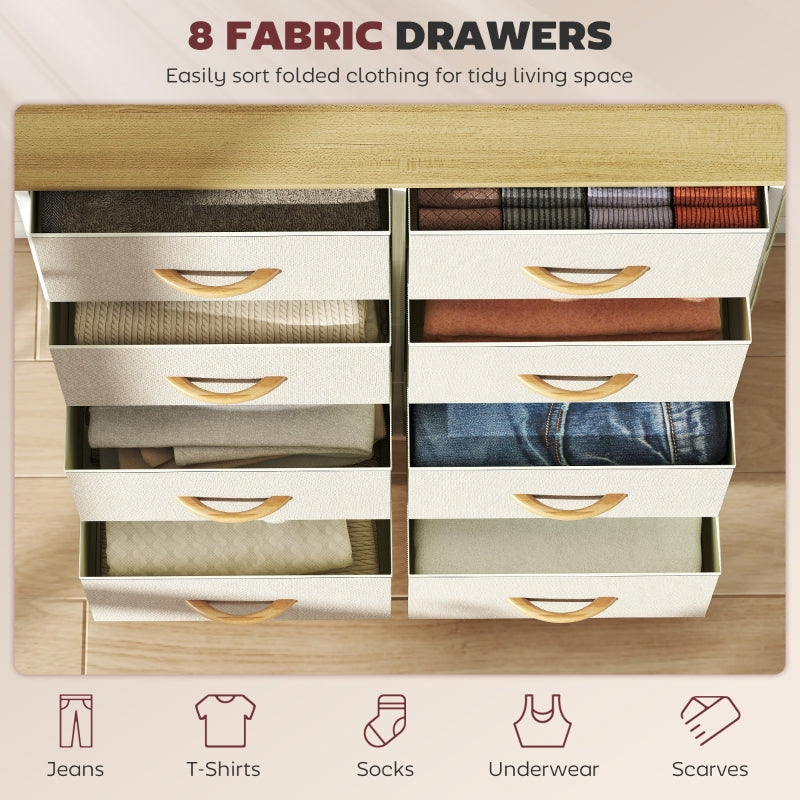 Chest of Drawers, Eight Fabric Drawers - Beige