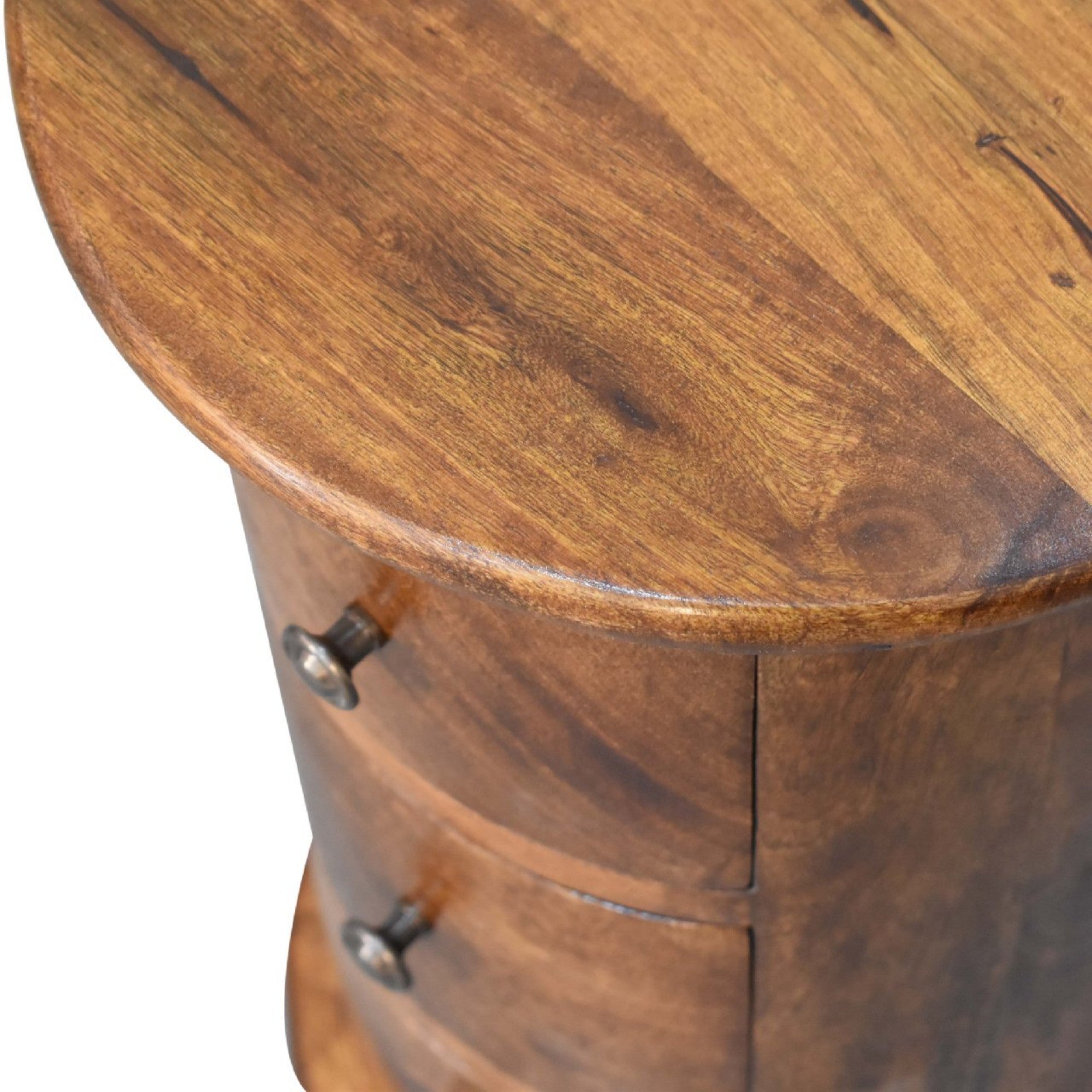 Solid Wood Mini Drum Chest with 3 Drawers, Dark Brown