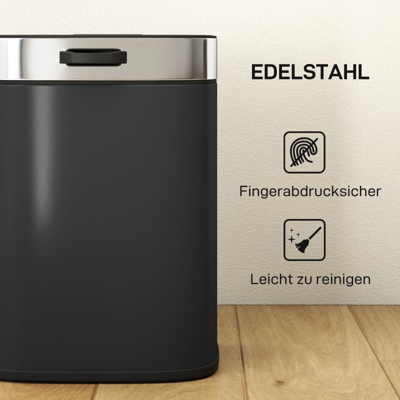 Kitchen Waste Bin Stay-Open Lid Inner Bucket - Black