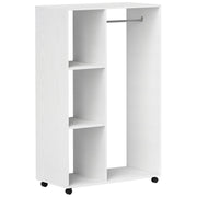 Wardrobe on Wheels, 1 Clothes Rail 3 Shelves Mobile Clothes Rack 80x40x128 cm, White
