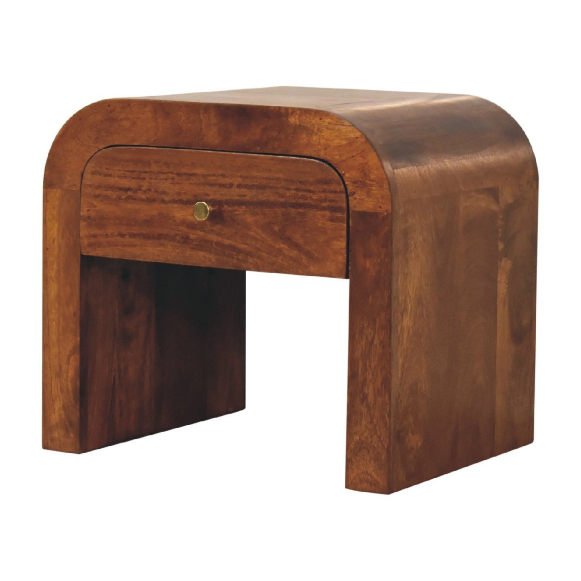 Solid Wood Drum, 3 Drawers, Dark Brown