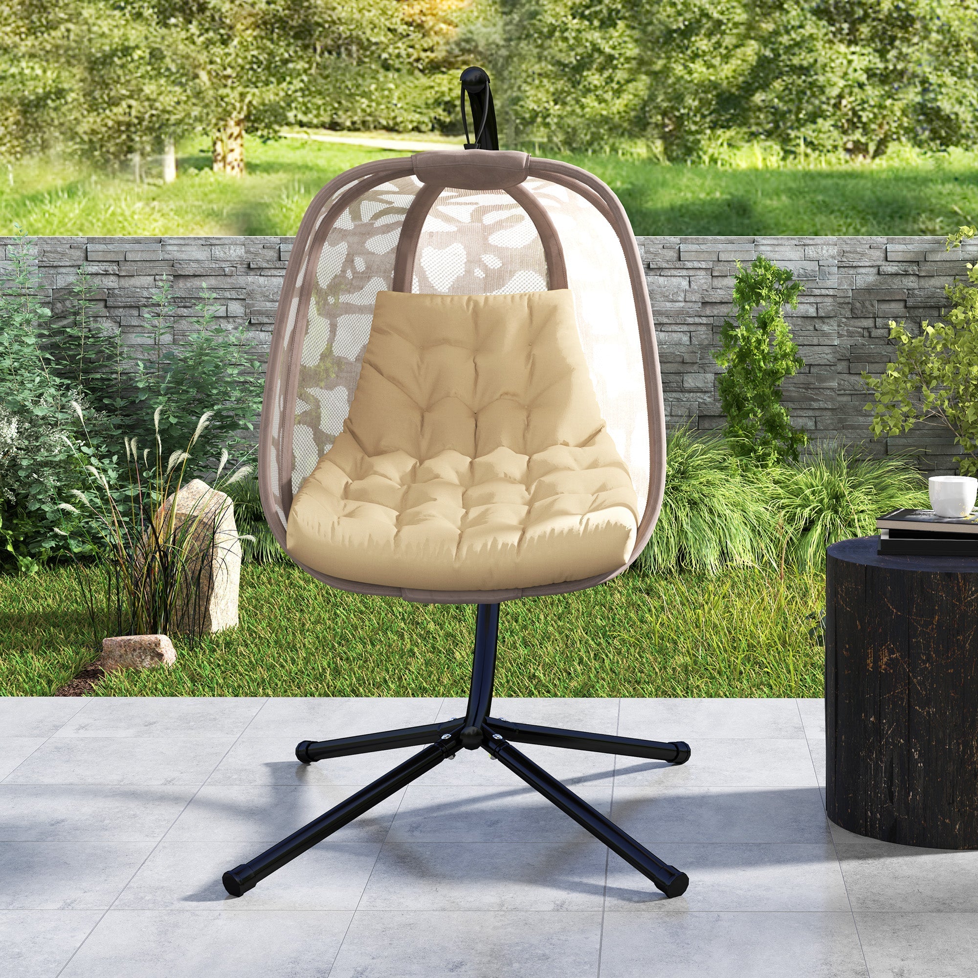 Seat Cushion 120x100 cm with Backrest Water-Repellent Beige