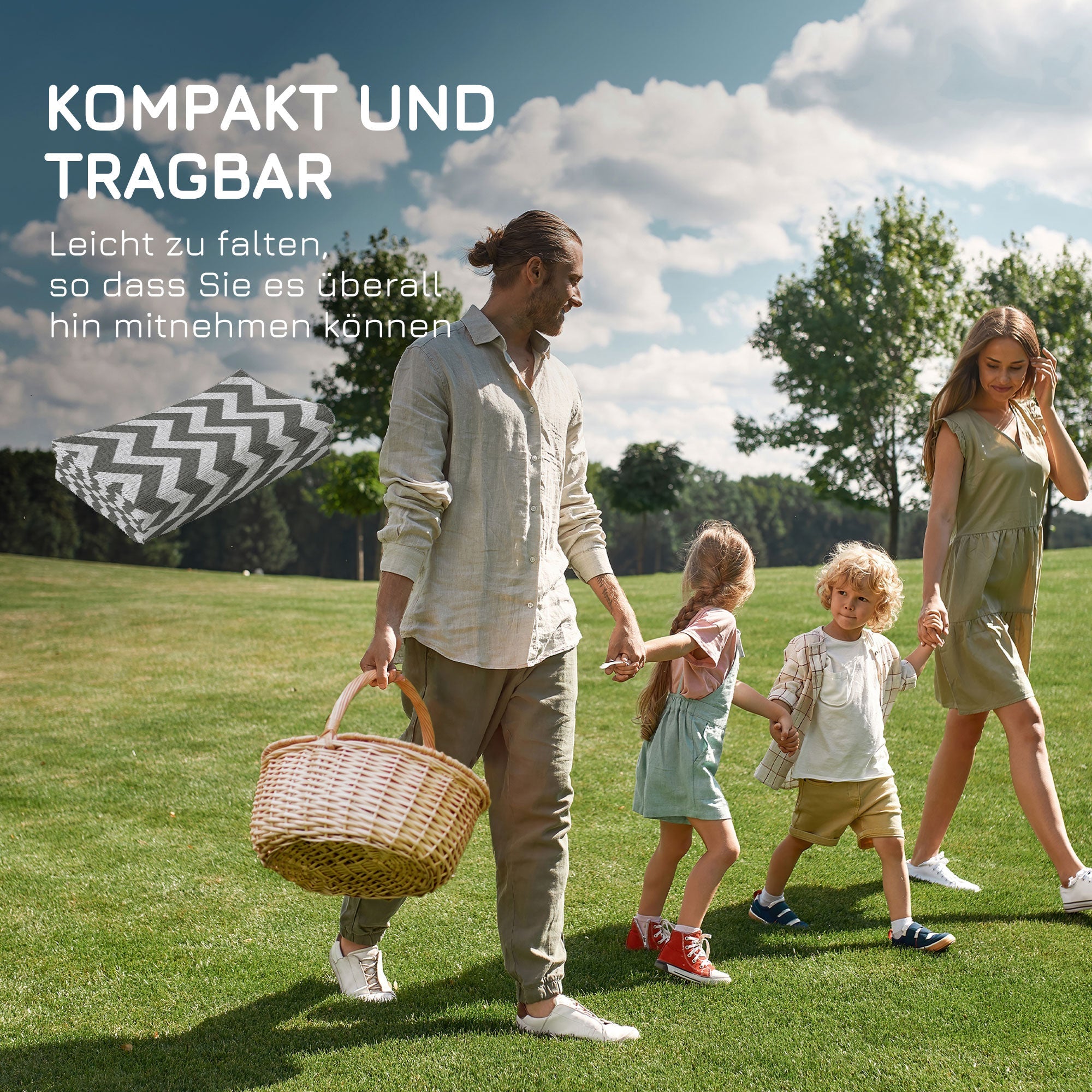 Outdoor Carpet Waterproof Plastic 121x182cm, Light Grey/White