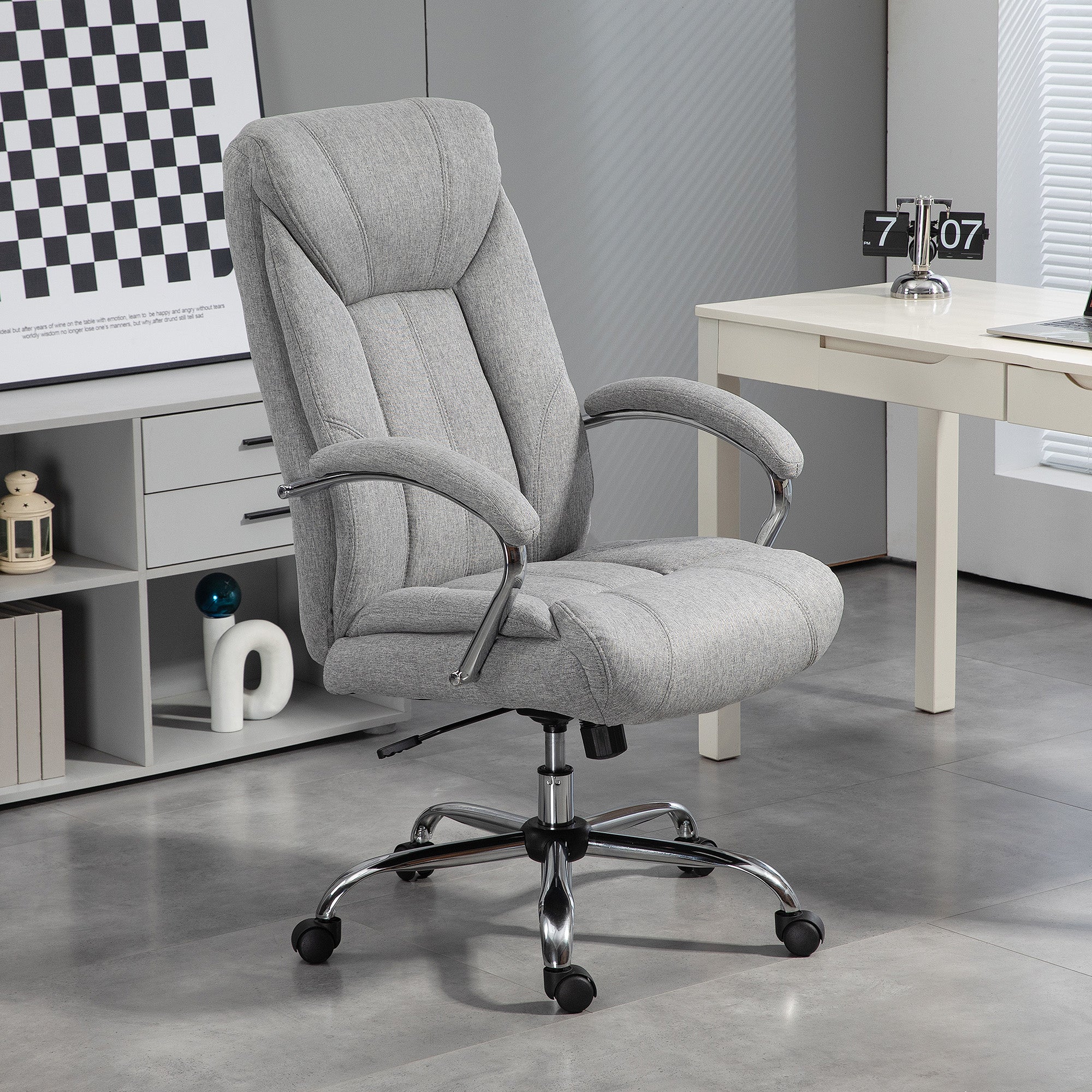Vinsetto Office Chair, Rocking Ergonomic Adjustable Swivel, Light Grey Nylon