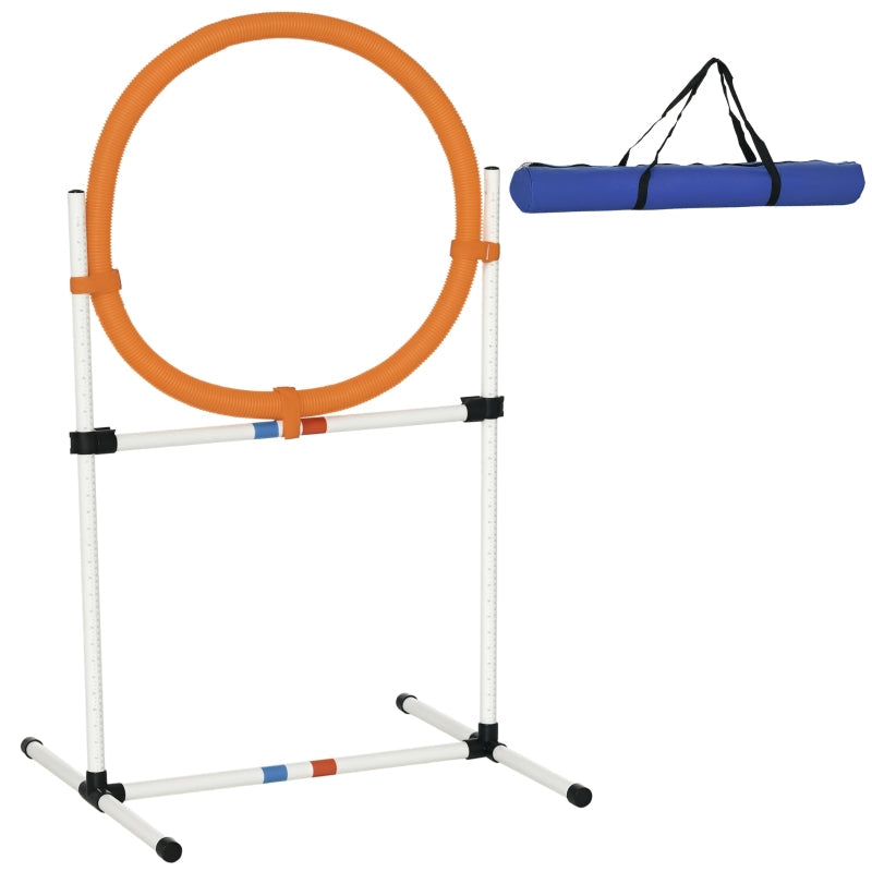 Dog Training Set Agility Jumping Ring Portable PE White + Orange