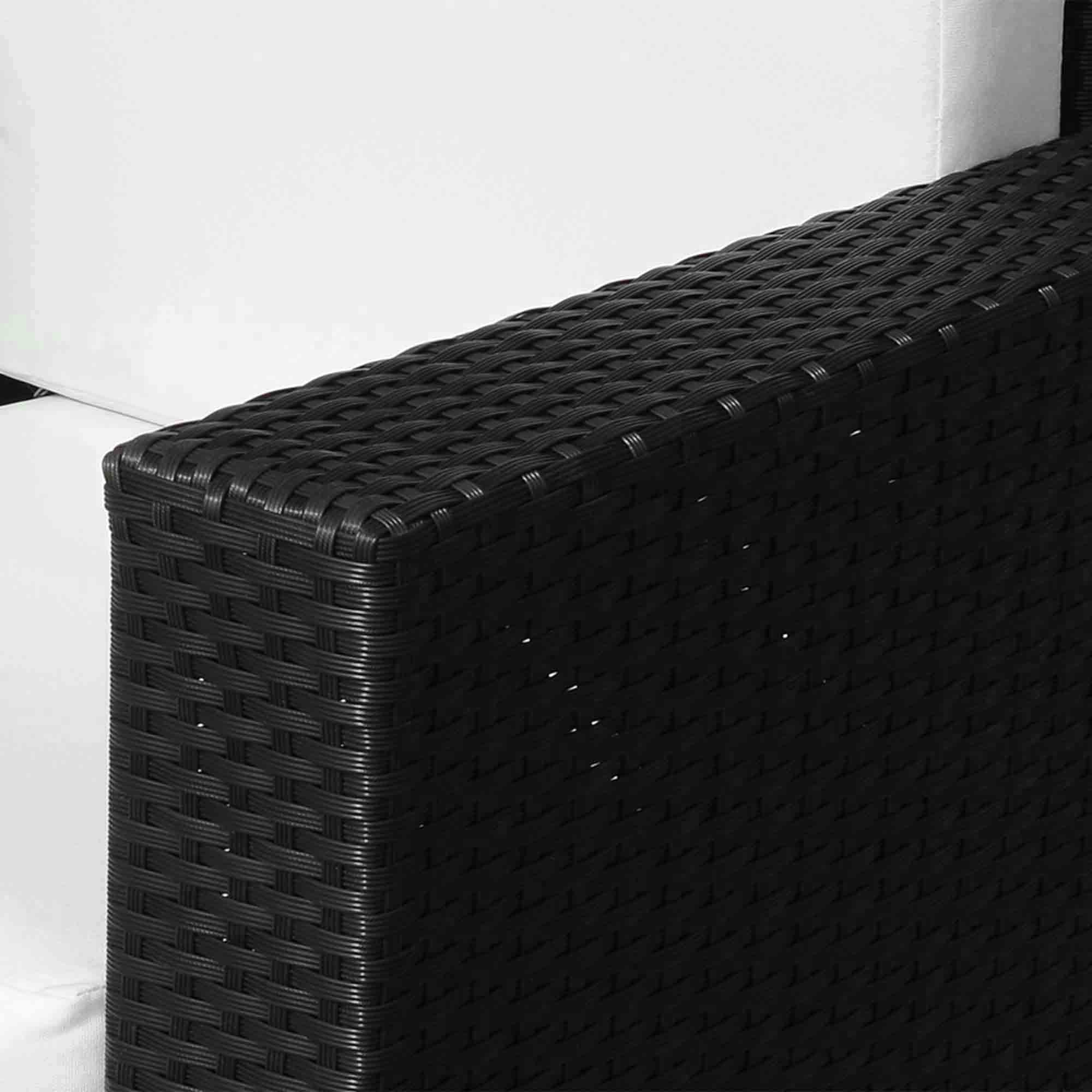 Single Seater Rattan Chair Sofa 10cm Padded Cushion All-Weather PE Wicker, Black