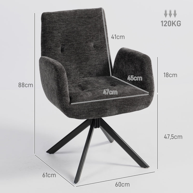 Upholstered Armchair Modern Design Swivel Accent Chair - Black