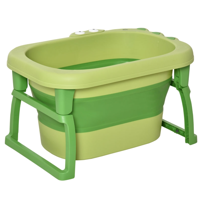 Foldable Baby Bathtub with Stool Green TPU