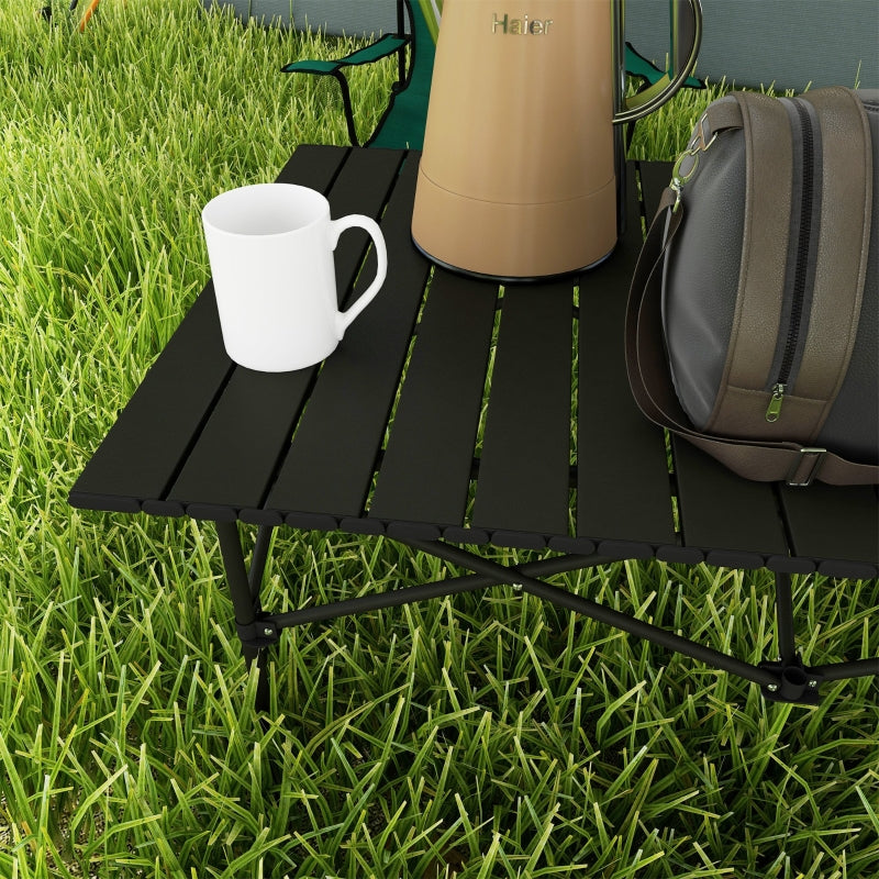 camping table folding roll-up 2-person aluminum black