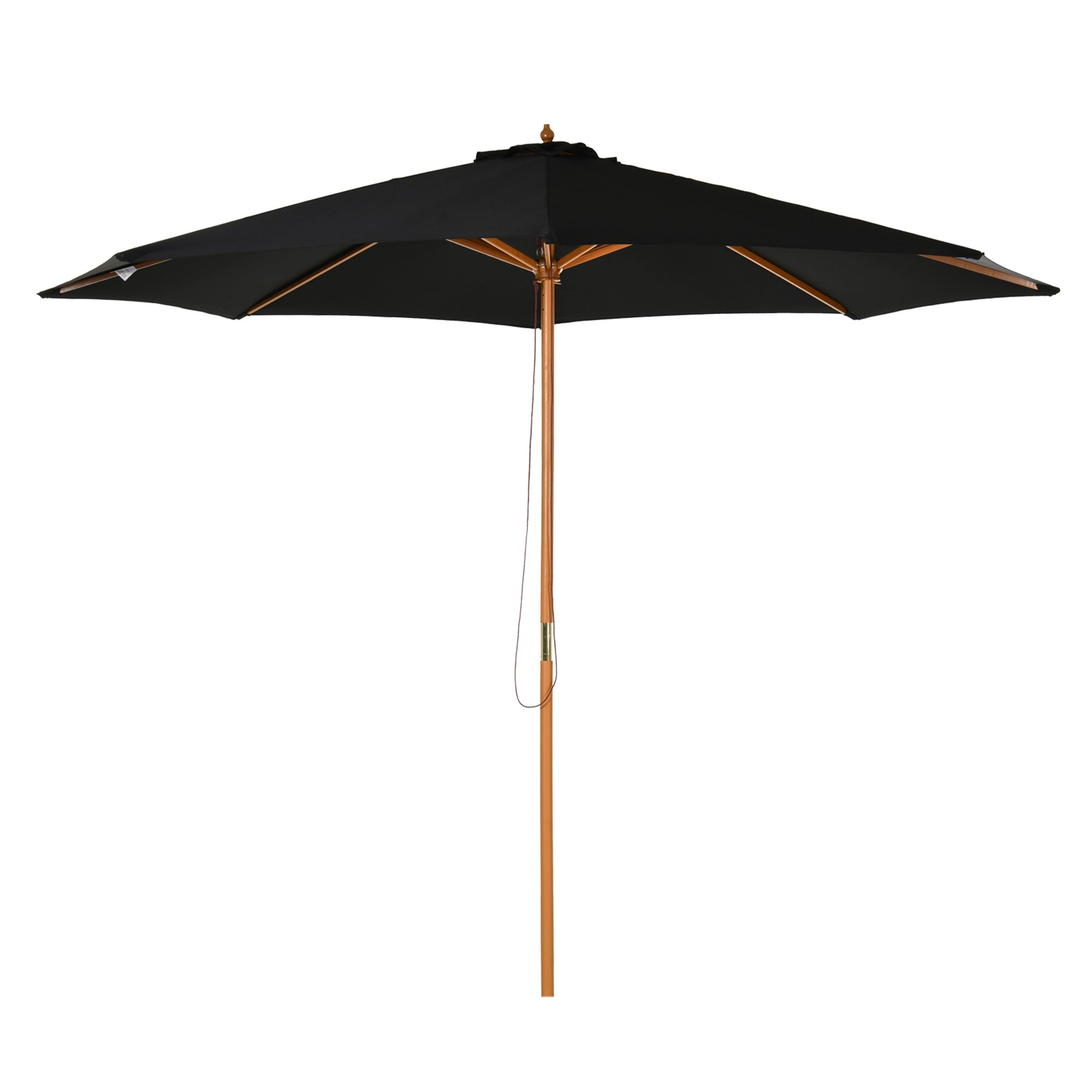 Wooden Parasol 300 cm Garden Balcony Bamboo Black