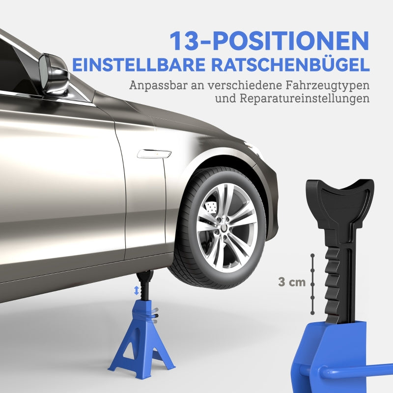 Wagenheber, 3 Tonnen, 2 Stück, 13-fach verstellbar, Blau