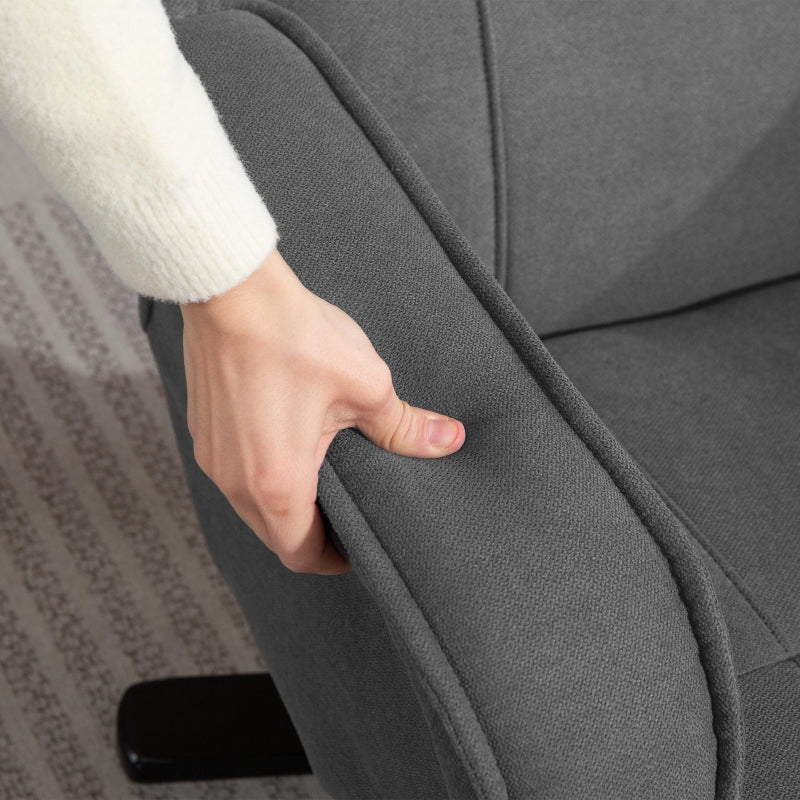 Recliner Chair, 360° Rotating, Adjustable Backrest, Reclining, Rocking, Velvet-Look, Dark Grey