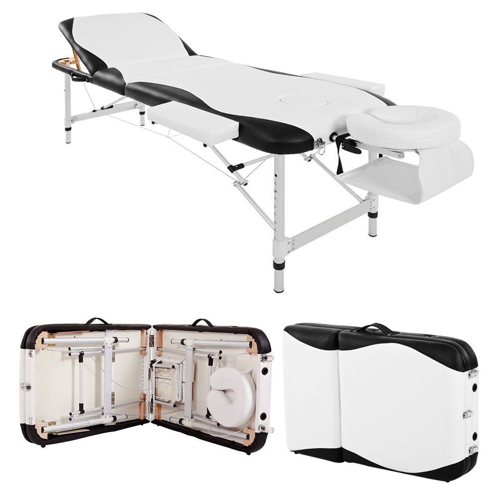 Massage Table Couch Bed: Portable Folded 3 Section with Premium PU Leather and 5cm High-Density Multi-Layer Foam, Aluminium