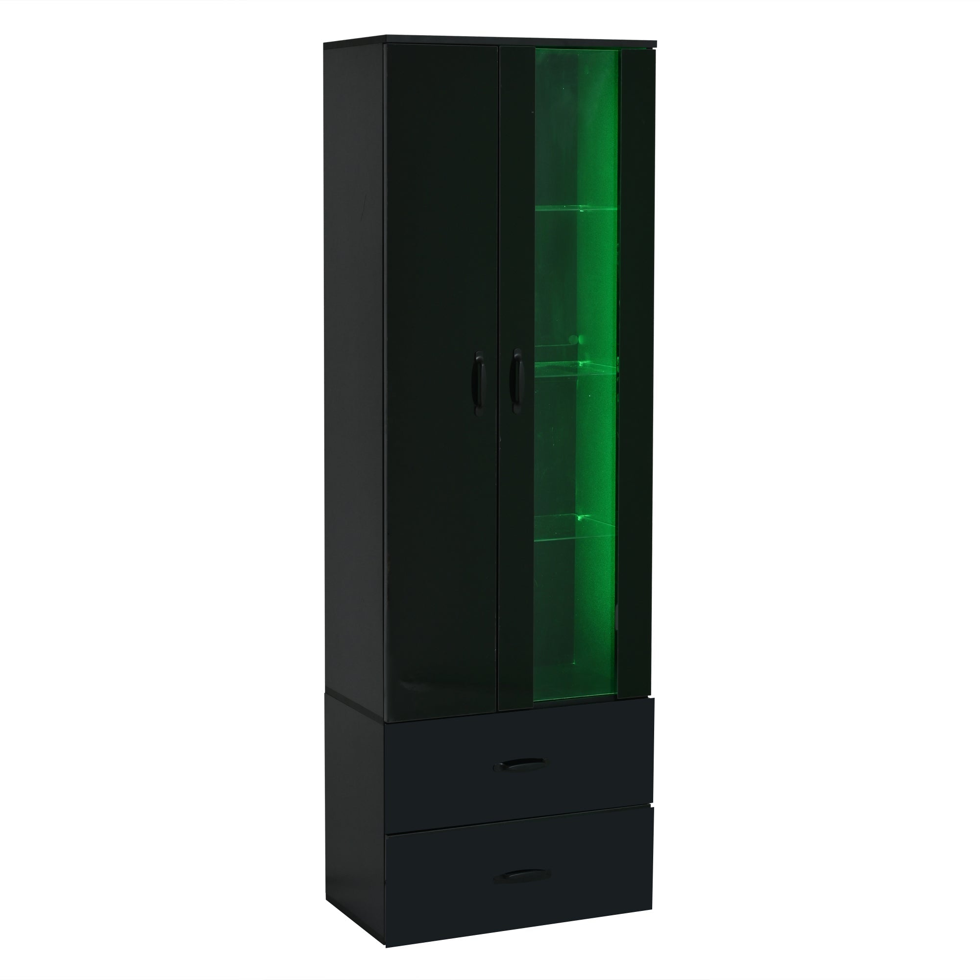LED Display Cabinet Freestanding 2 Doors - Black