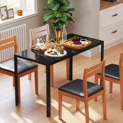Modern Rectangular Dining Table for 4 People, Tempered Glass Top and Metal Legs