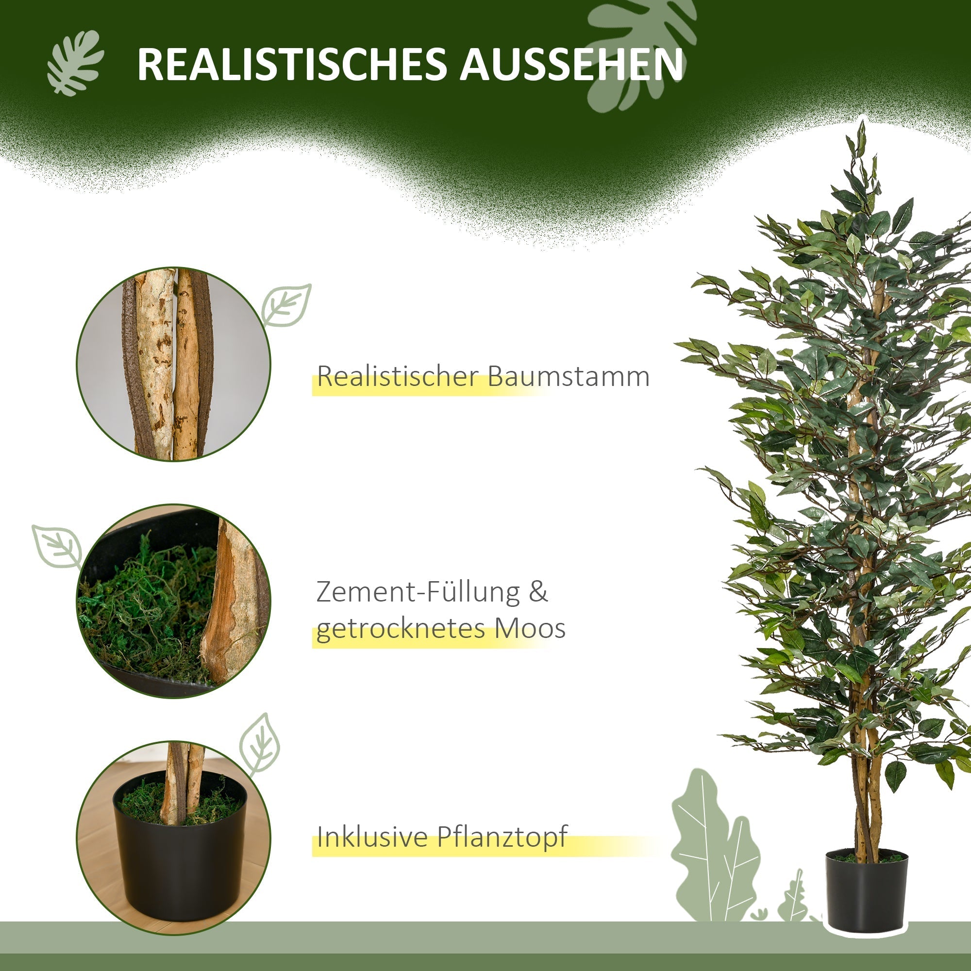 Artificial Ficus Tree 150cm Indoor/Outdoor Plastic Pot