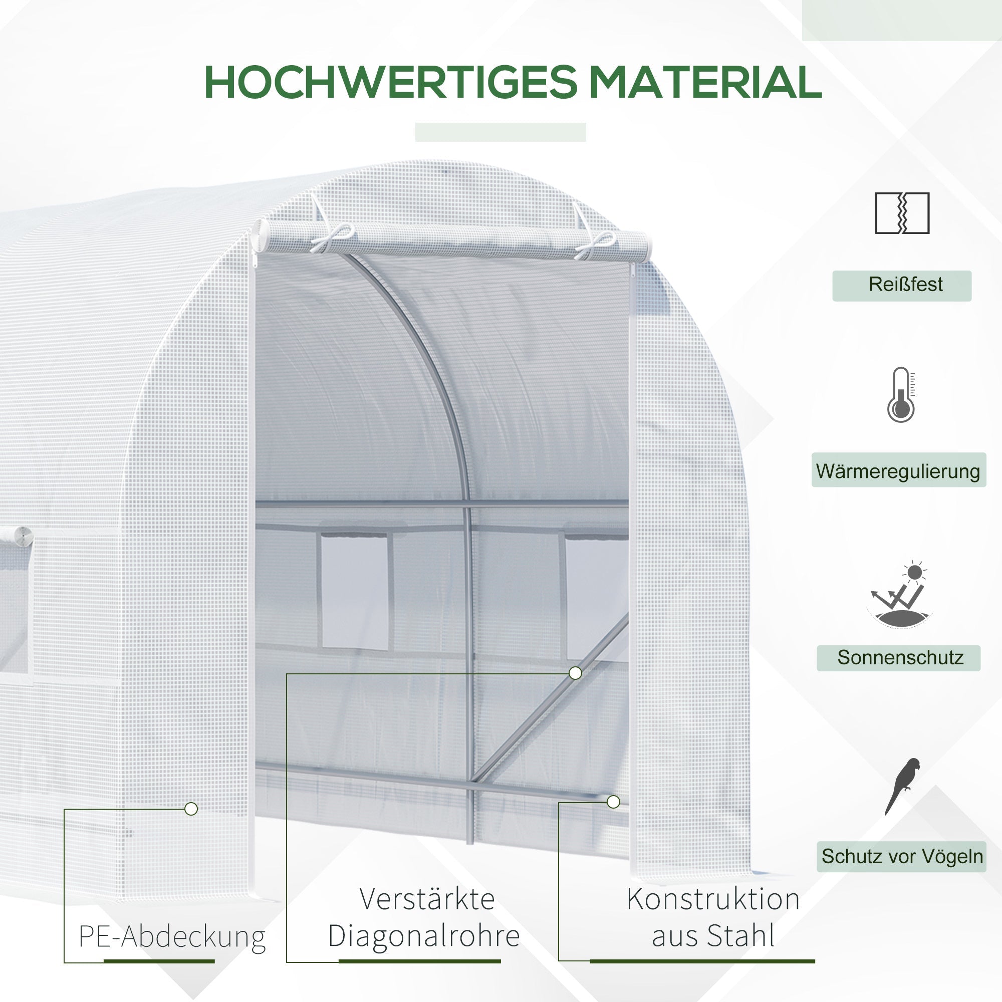 Greenhouse 450x200x200cm Robust Plant House UV-resistant Foil
