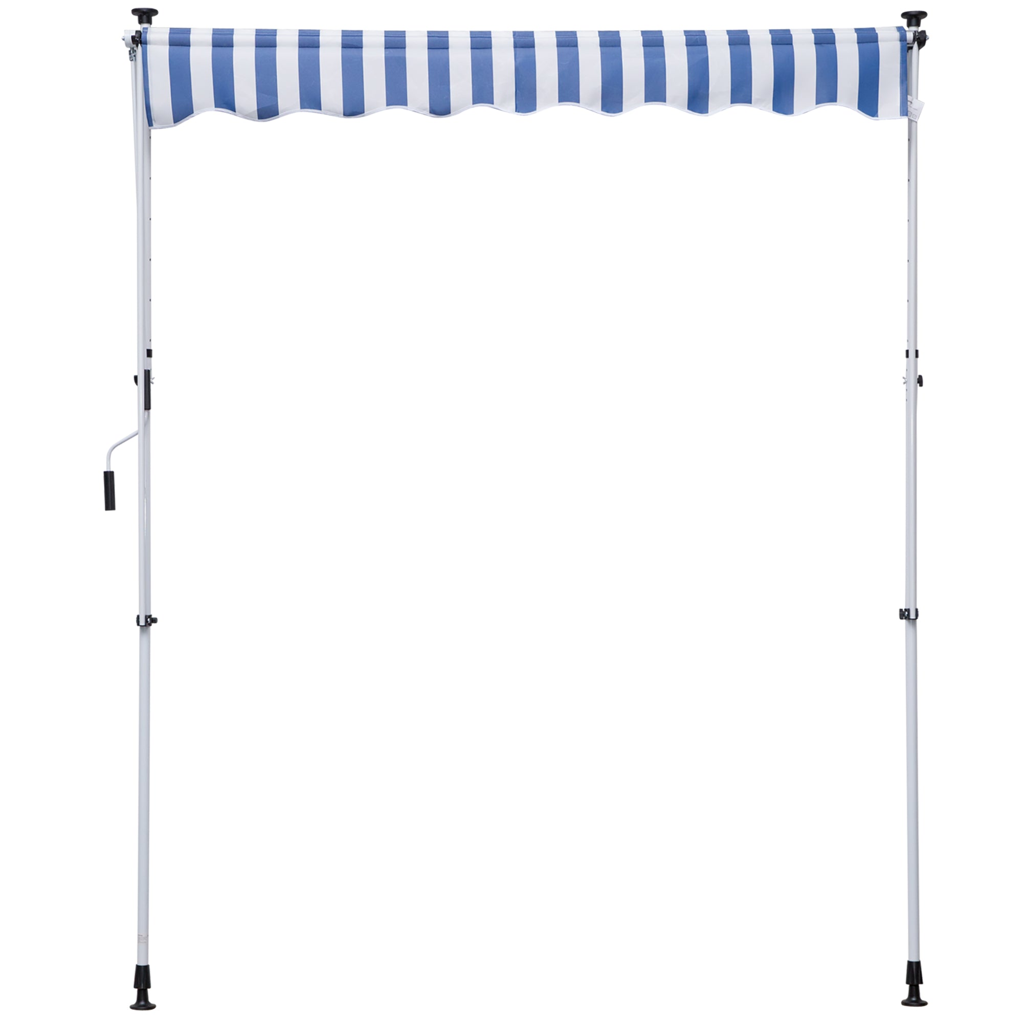 Folding Arm Awning Clamp-On Height Adjustable 200x150cm Aluminum Blue/White