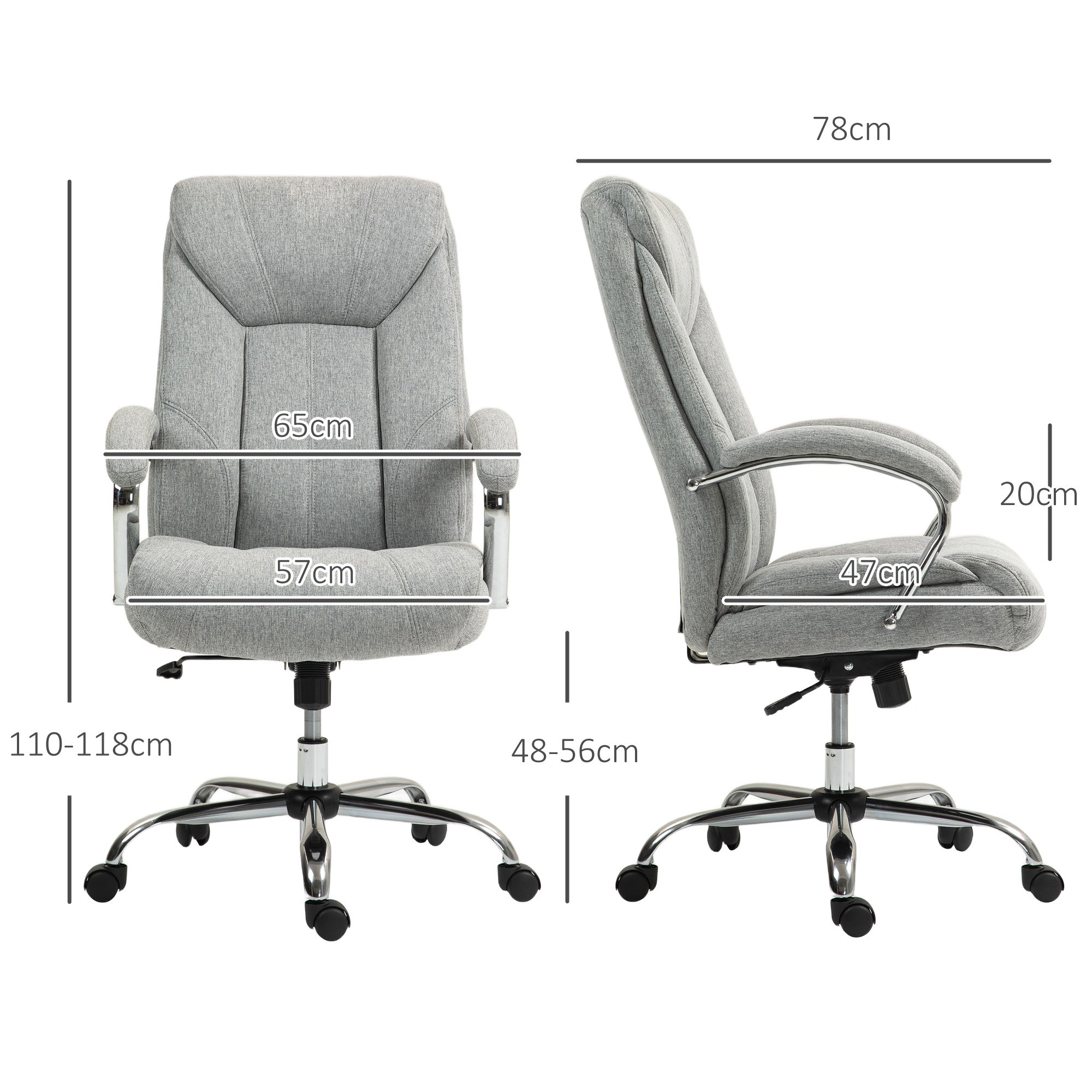 Vinsetto Office Chair, Rocking Ergonomic Adjustable Swivel, Light Grey Nylon