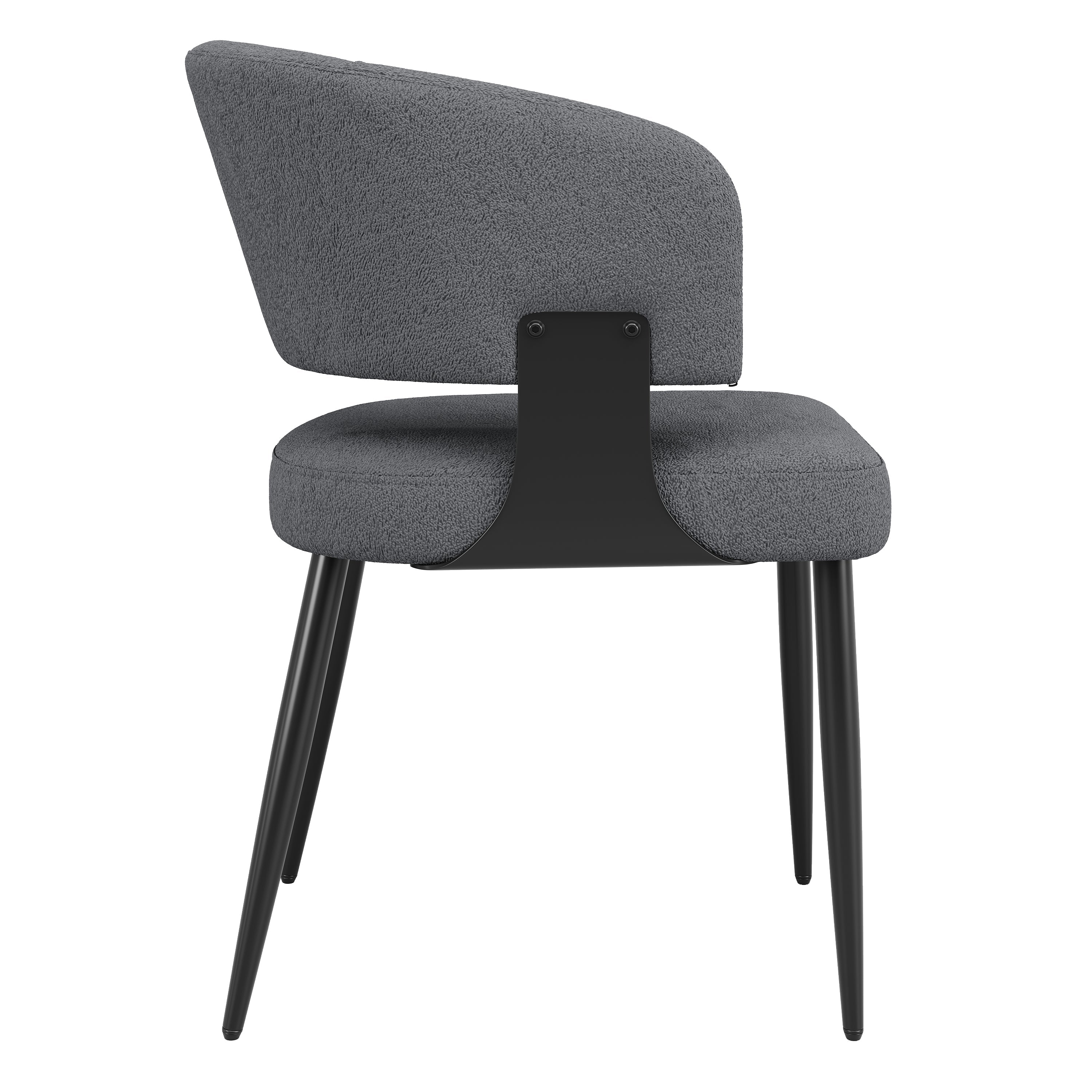Ergonomic Dining and Vanity Chair Set of 2 with Curved Backrest, Beige and Grey Flannel