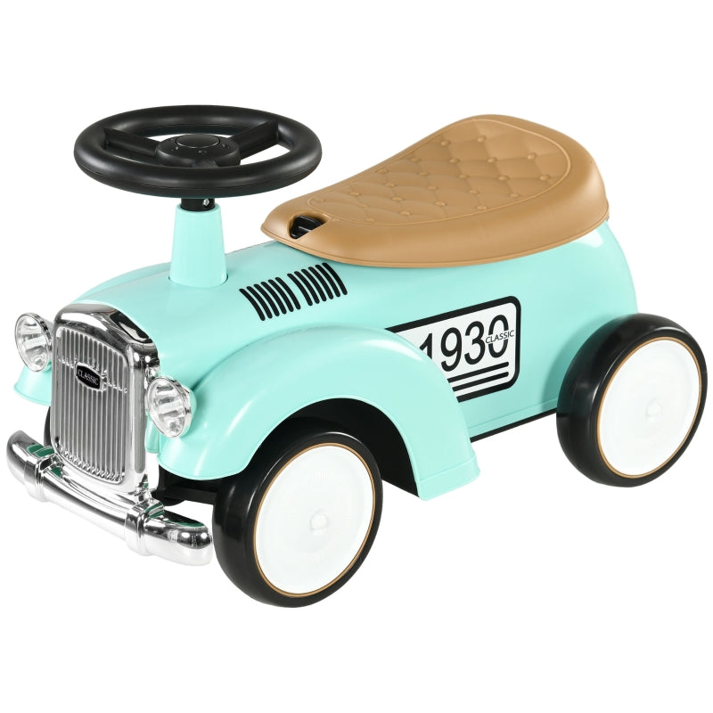 AIYAPLAY Kids Ride-On Car, vintage design, hidden storage, anti-tip, green