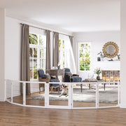 Dog Barrier, Adjustable Safety Gate, Foldable, 6 Panels, Wooden, White