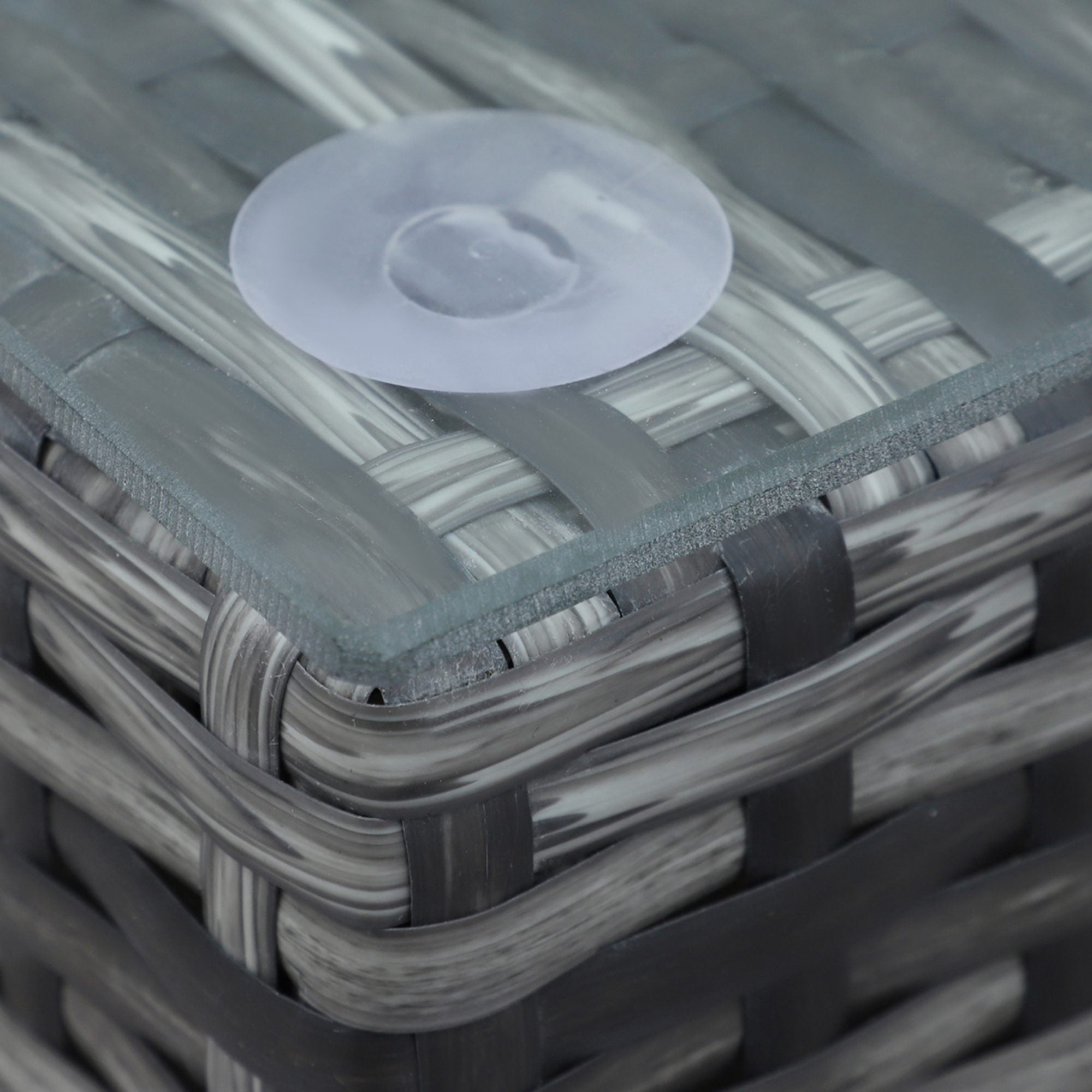 8 Pieces PE Rattan Corner Sofa Set Thick Cushions Glass Top Table, Aluminium Grey