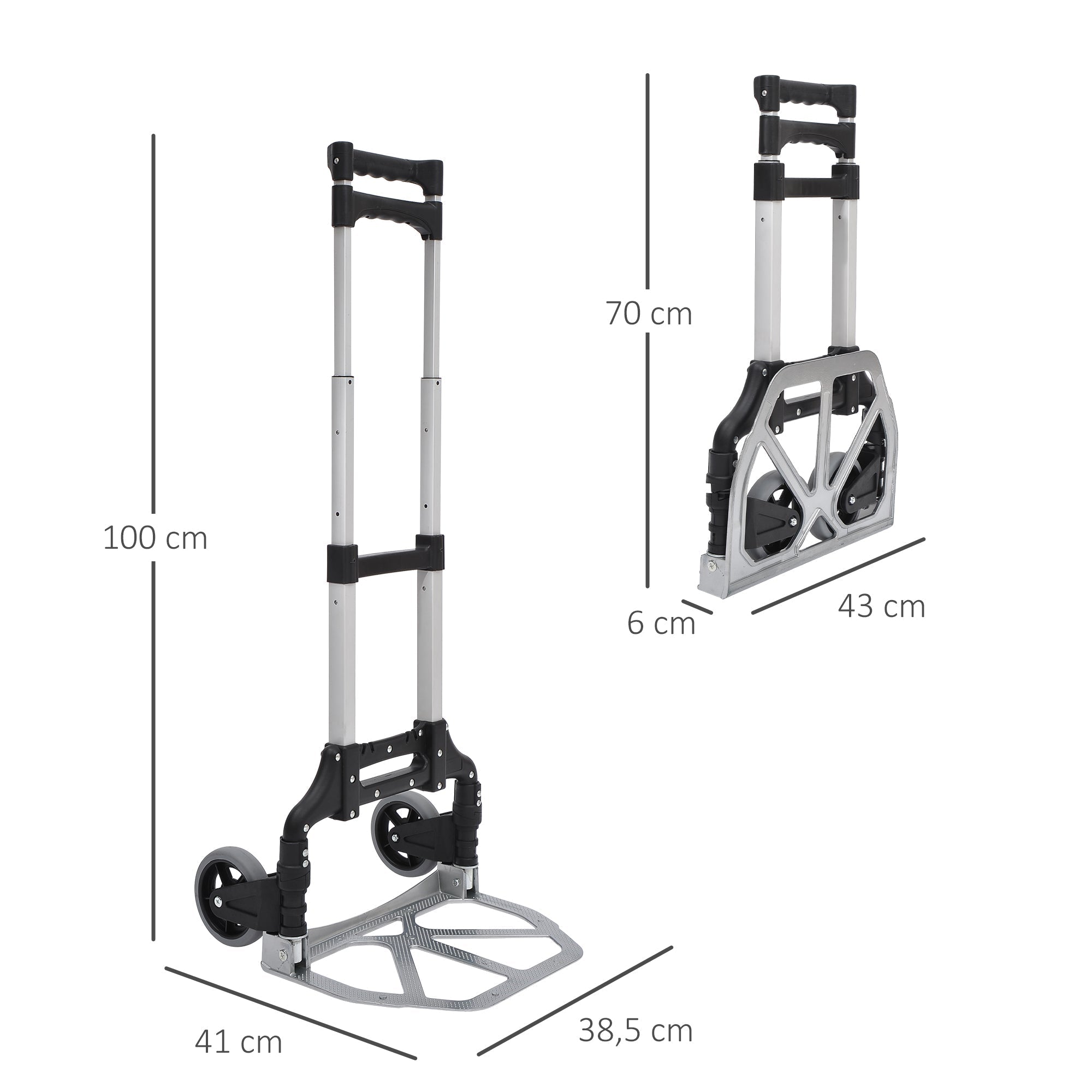 Aluminum Sack Truck, Foldable Hand Truck, 70 kg Load Capacity, Aluminum