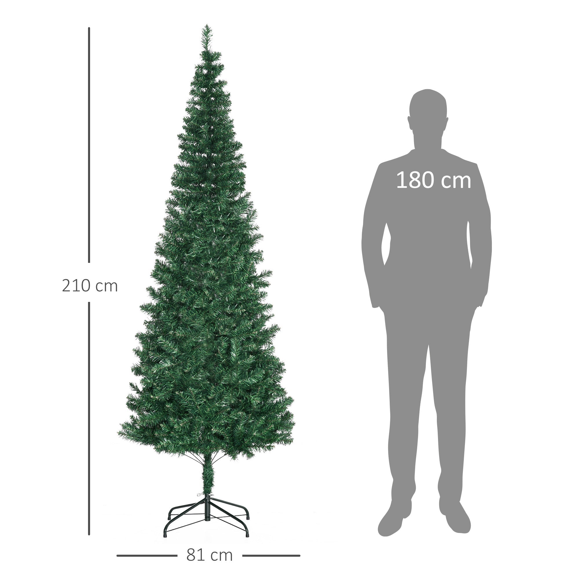 Christmas Tree 2.1m, Detachable, 631 Branches, PVC Green