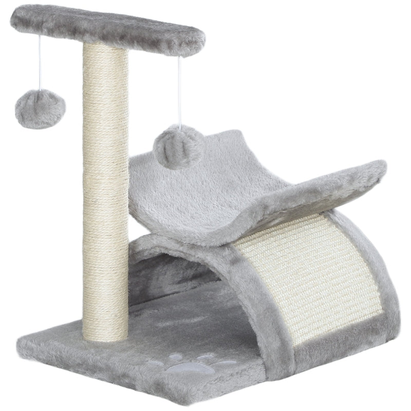 PawHut Small Cat Scratching Post Play Tree with Play Ball, Brown