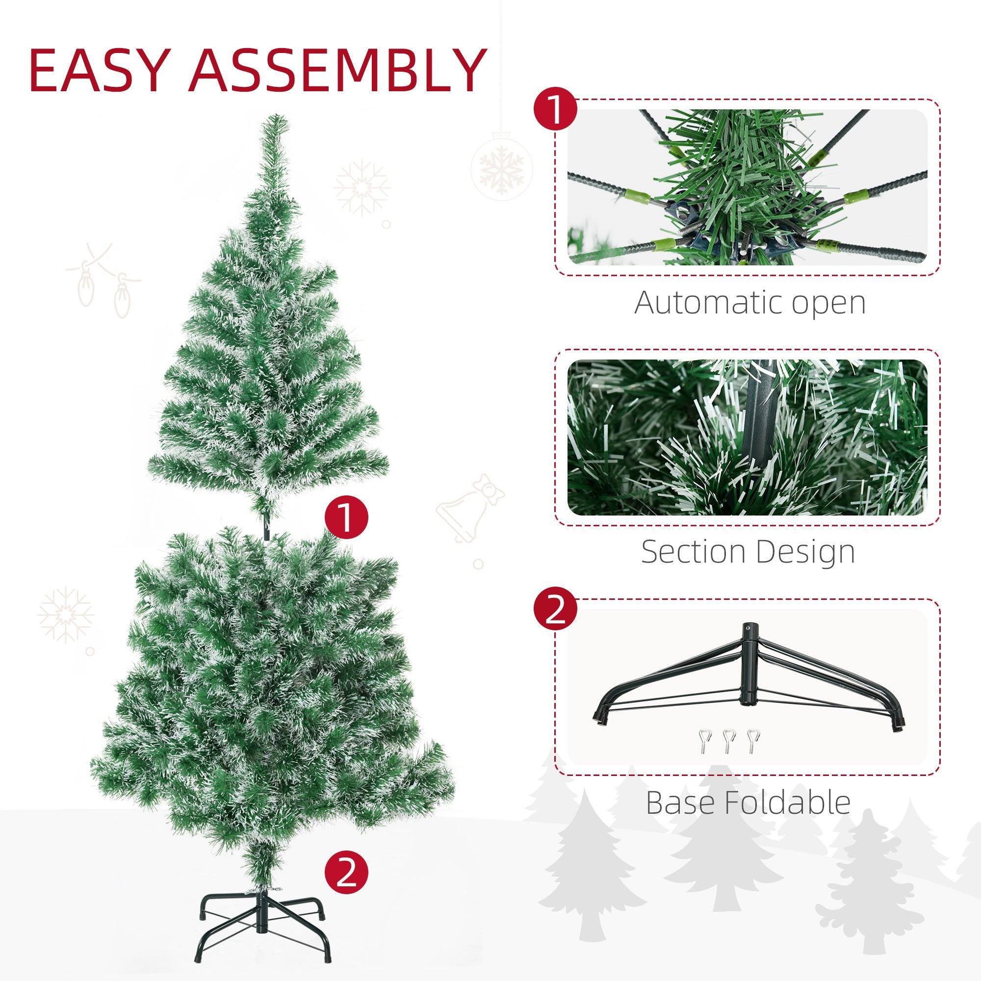 Artificial Christmas Tree, 1.5M, 416 Branches, PET, Green